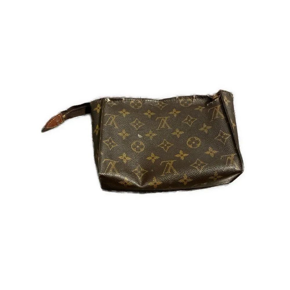 Louis Vuitton authentic Zip Brown Logo Small Zip Pouch Bag